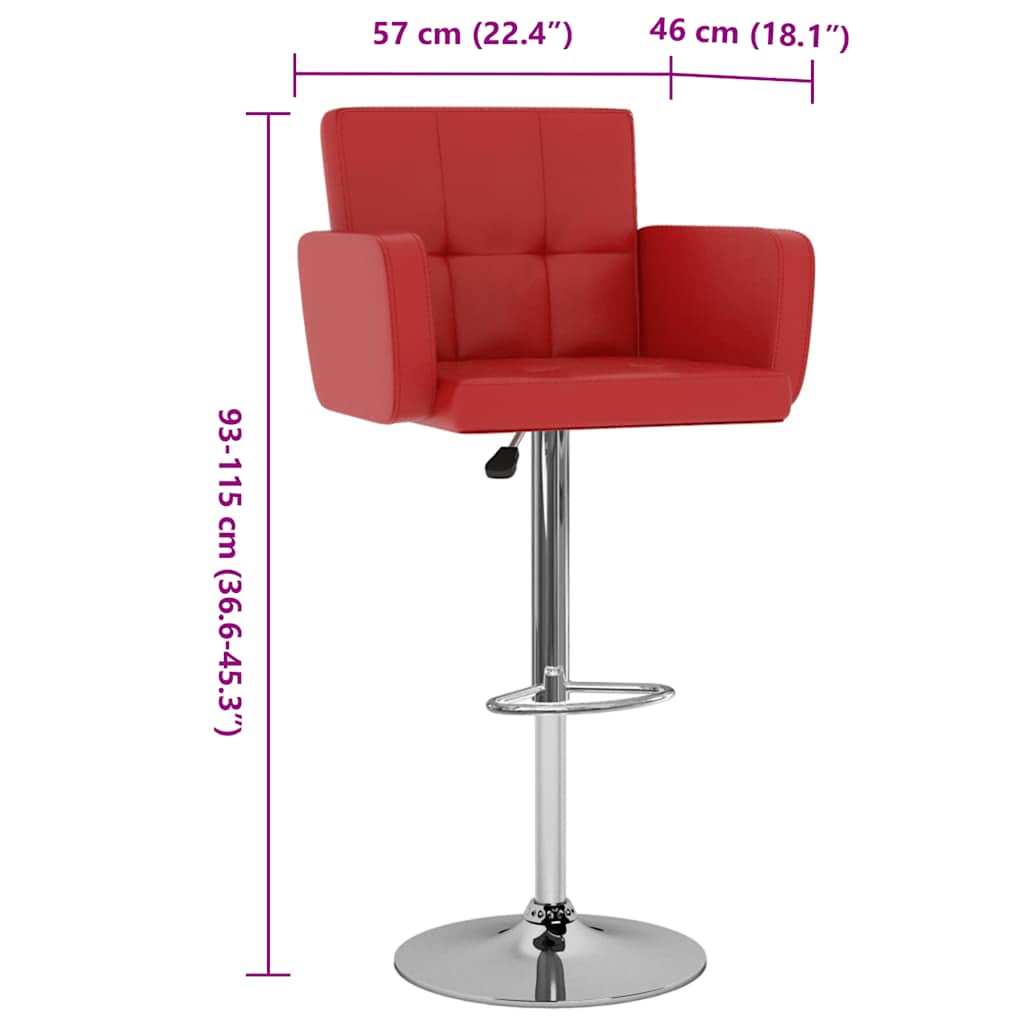 Barhocker 2 Stk. Rot Kunstleder