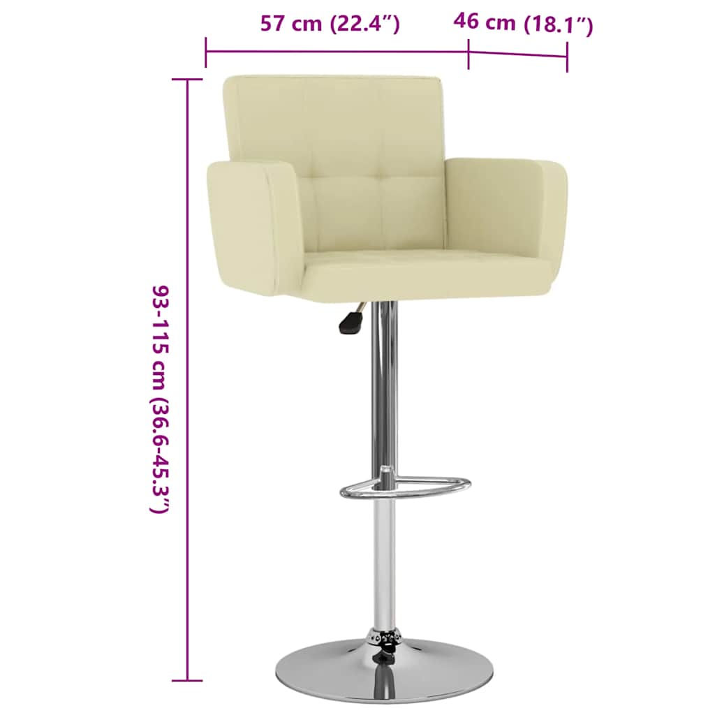 Barhocker 2 Stk. Creme Kunstleder