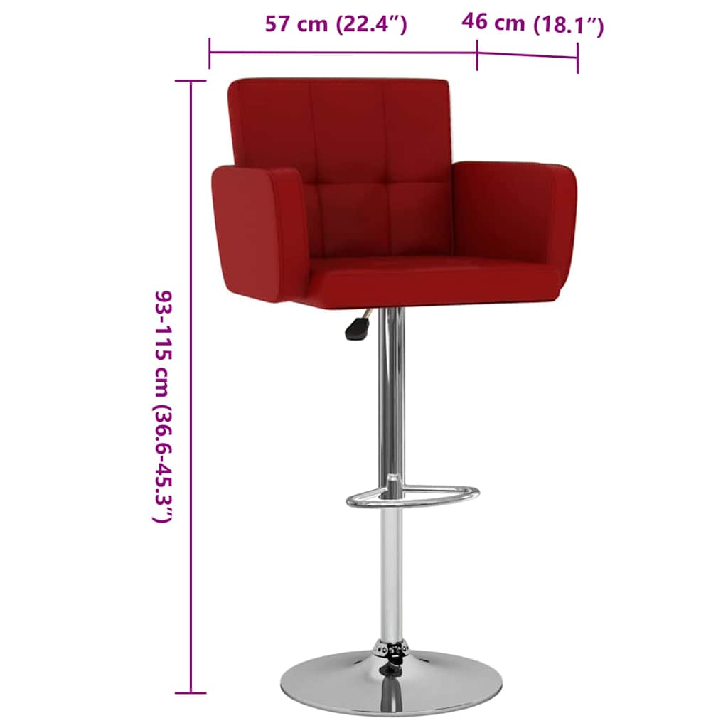 Barhocker 2 Stk. Weinrot Kunstleder