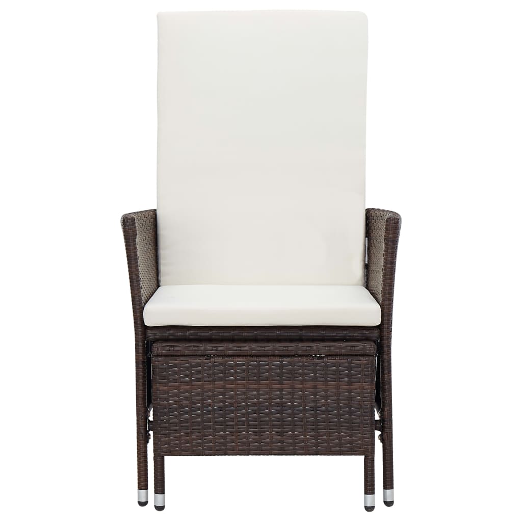 Garden lounger with cushions poly rattan brown
