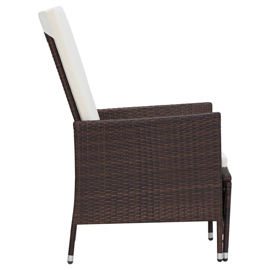 Garden lounger with cushions poly rattan brown