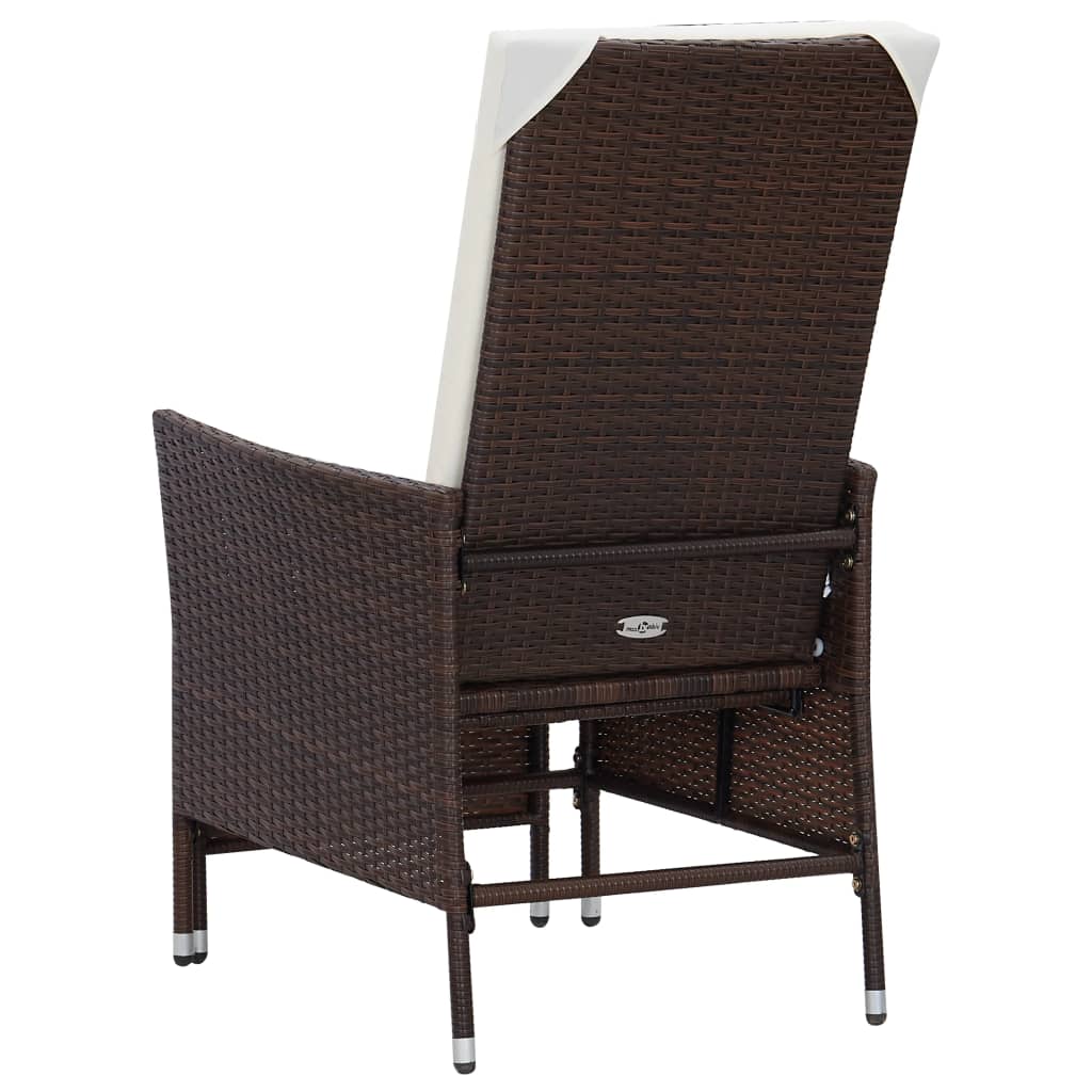 Garden lounger with cushions poly rattan brown