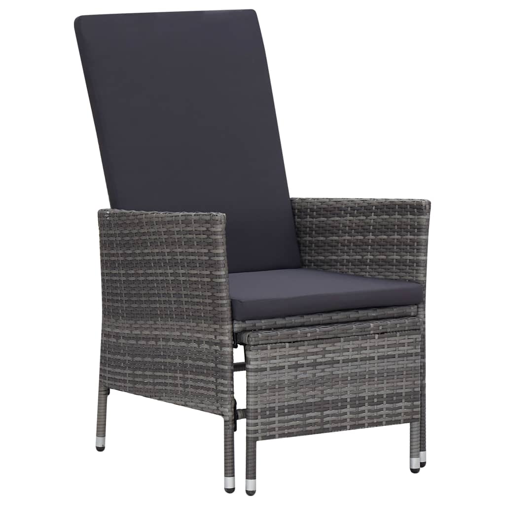 Garden lounger with cushions poly rattan grey