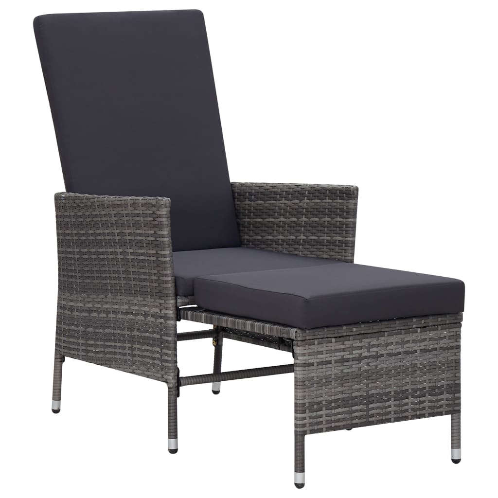 Garden lounger with cushions poly rattan grey