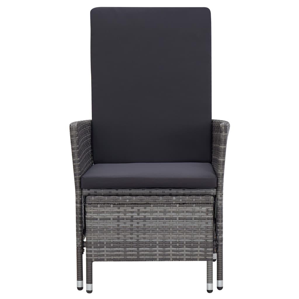 Garden lounger with cushions poly rattan grey