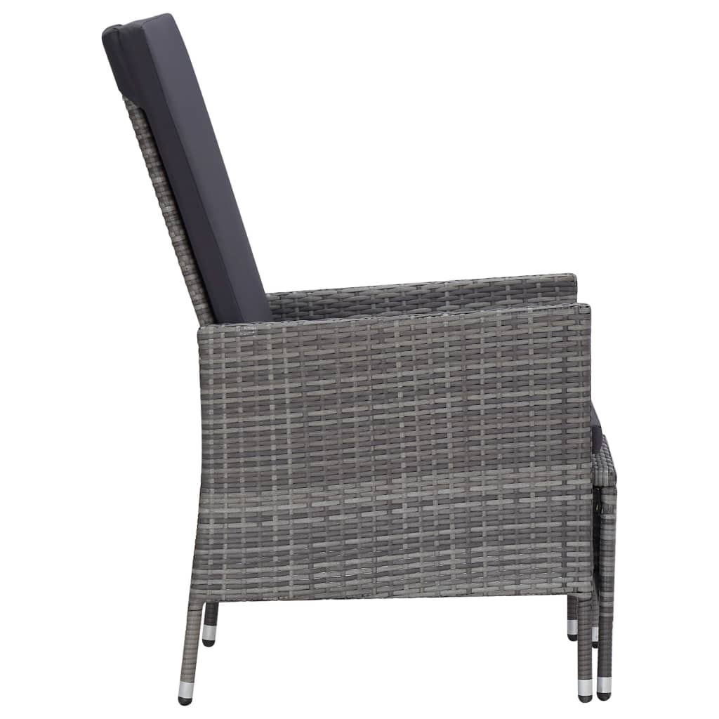 Garden lounger with cushions poly rattan grey