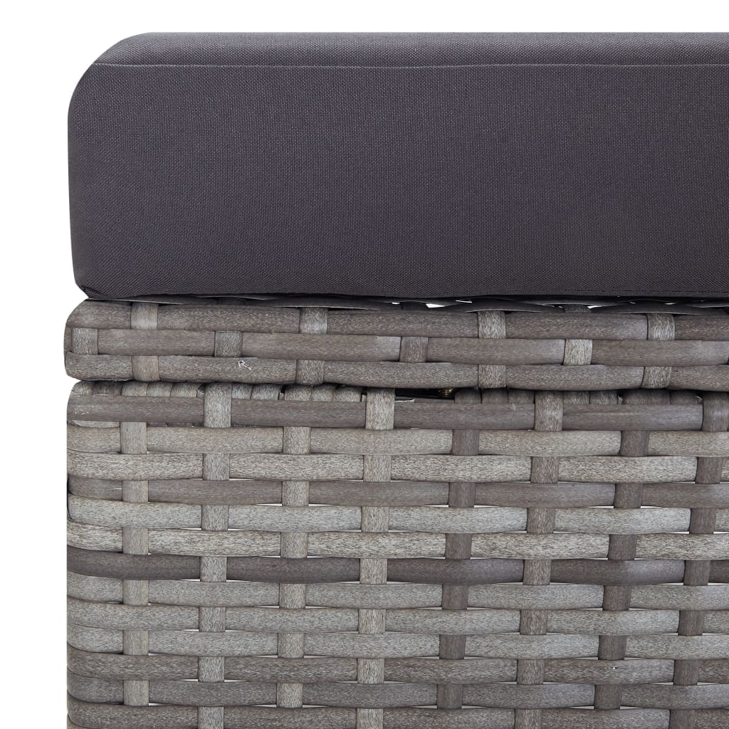 Garden lounger with cushions poly rattan grey