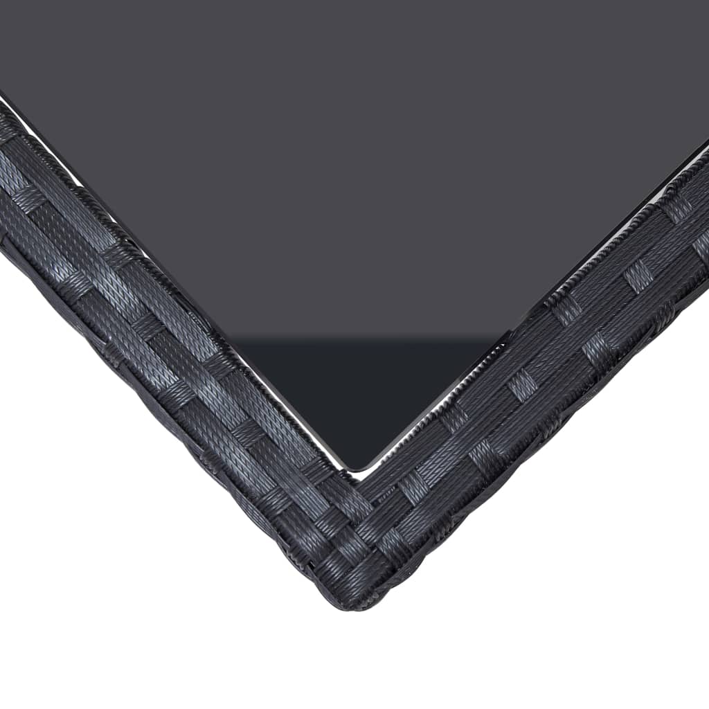 Garden table black 240x90x74 cm poly rattan and glass