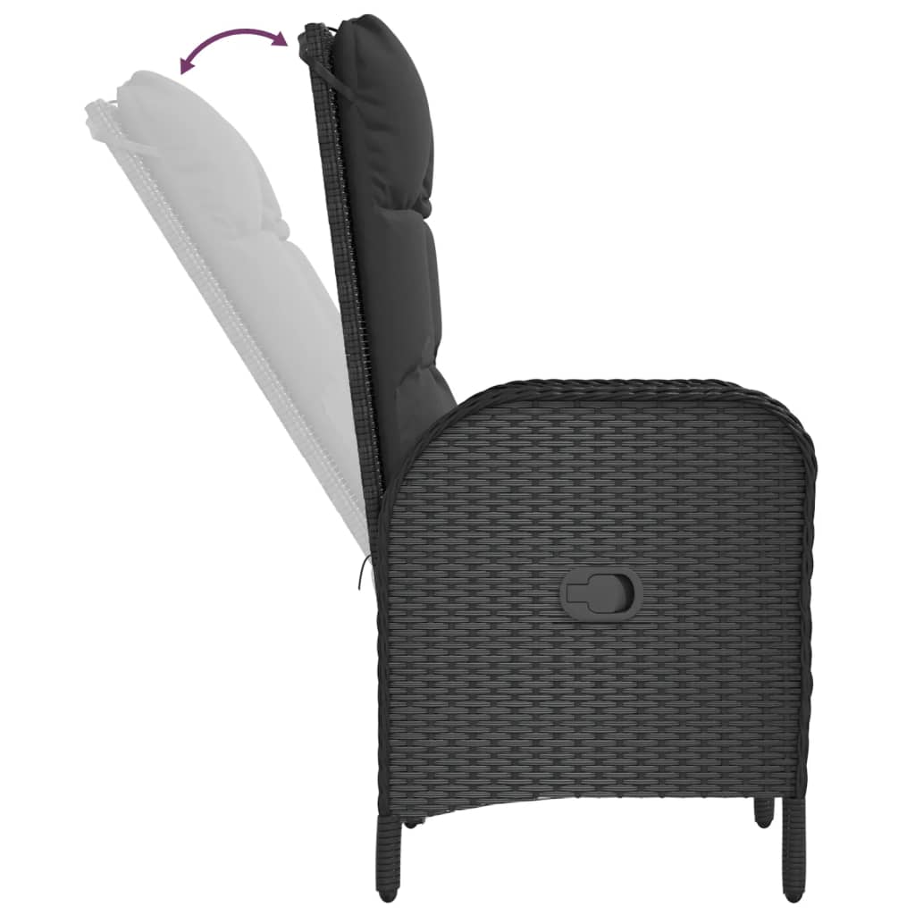 Garden Chairs 2 pcs. Poly Rattan Black
