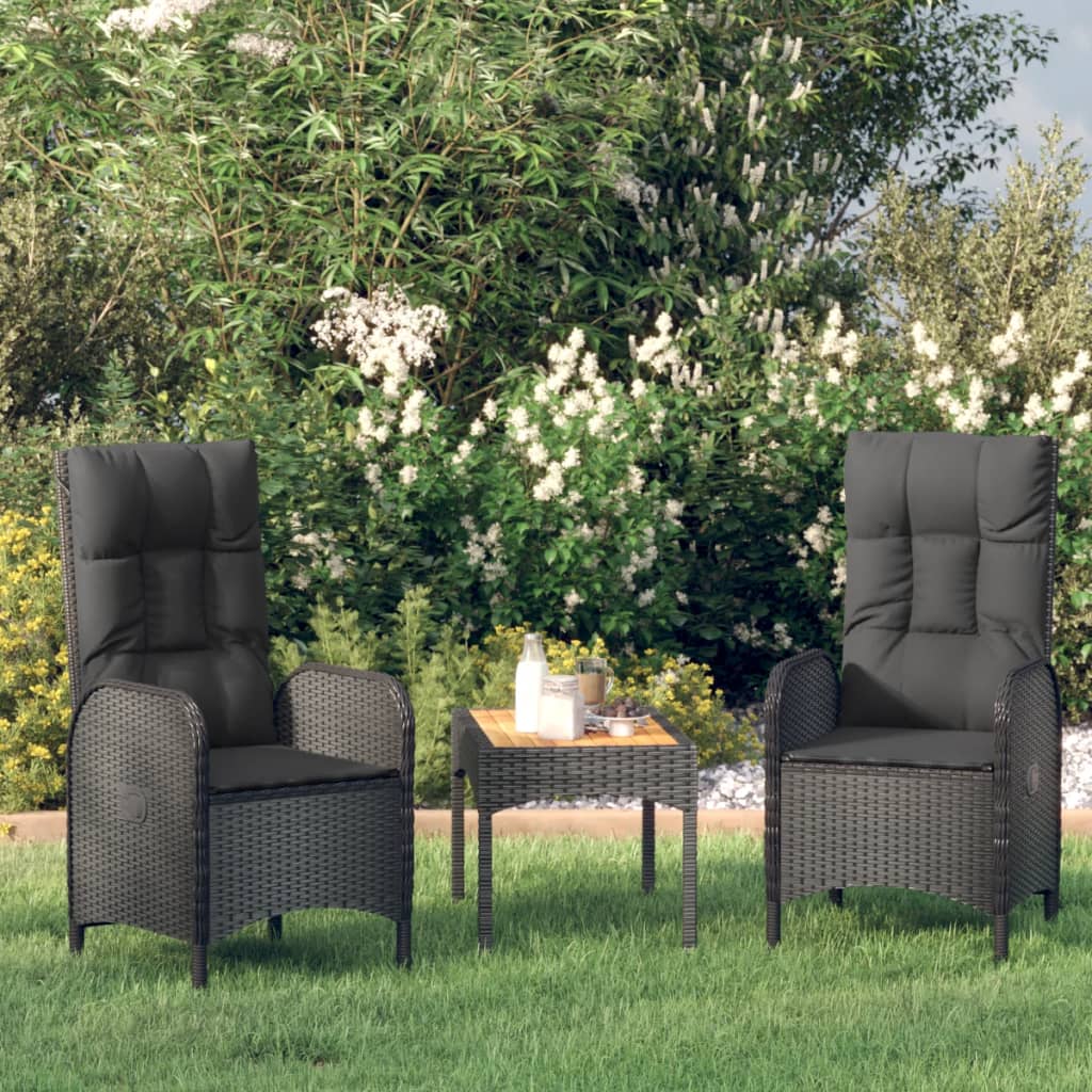Garden Chairs 2 pcs. Poly Rattan Black