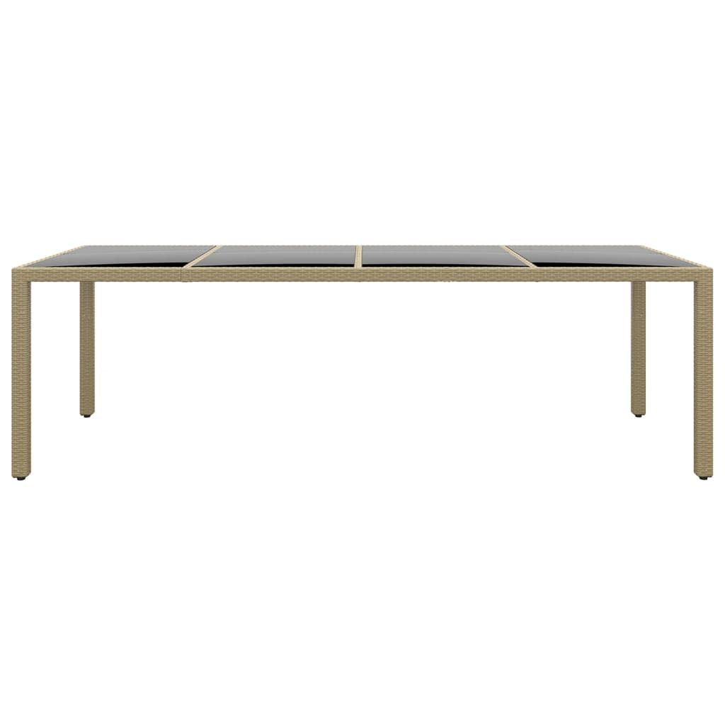 Gartentisch mit Glasplatte Beige Poly Rattan