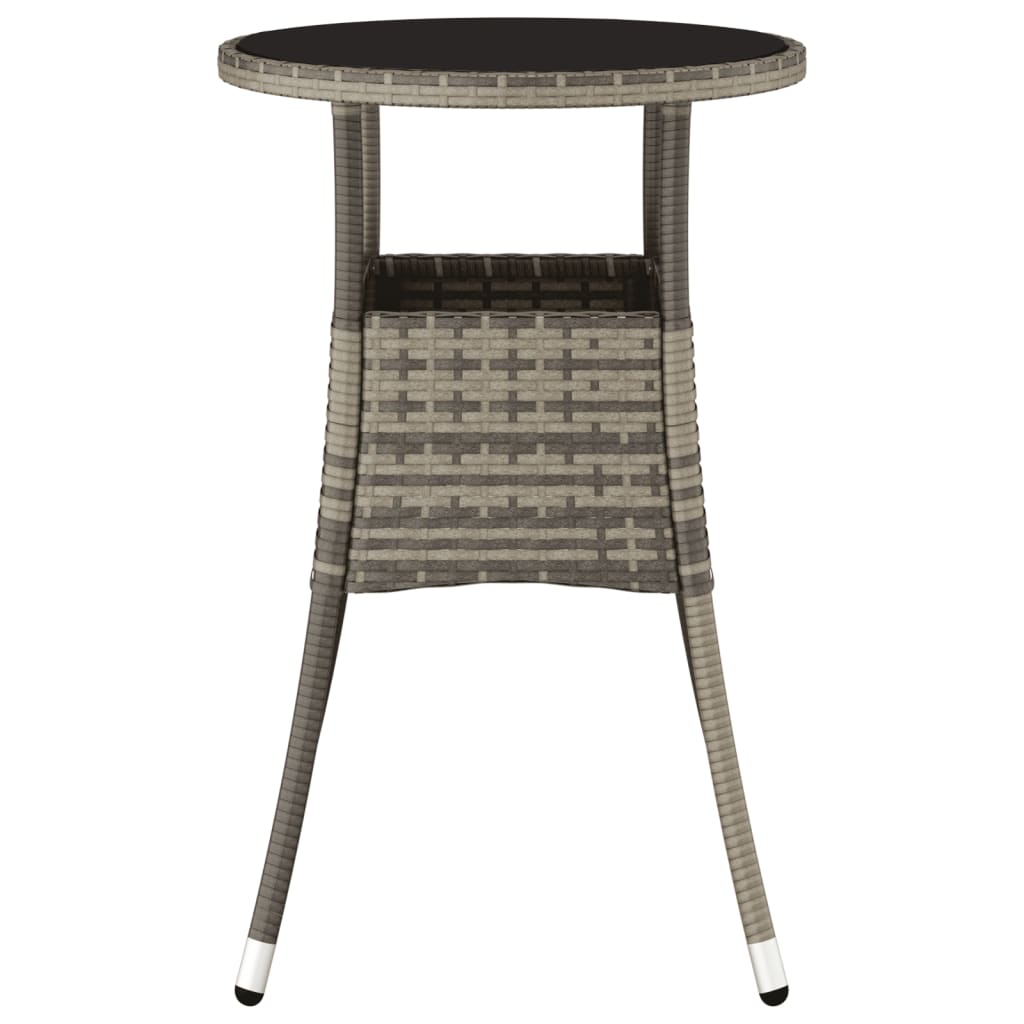 Garden table Ø60x75 cm tempered glass and poly rattan grey
