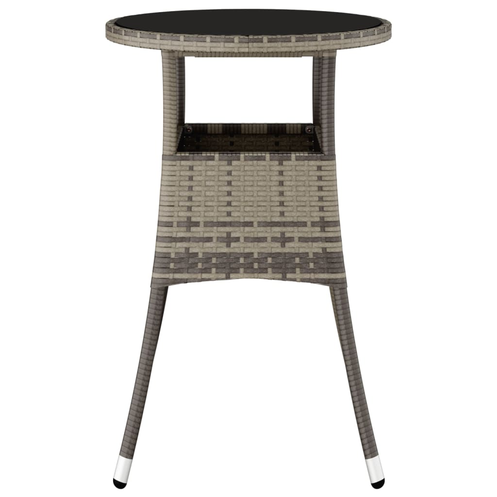 Garden table Ø60x75 cm tempered glass and poly rattan grey