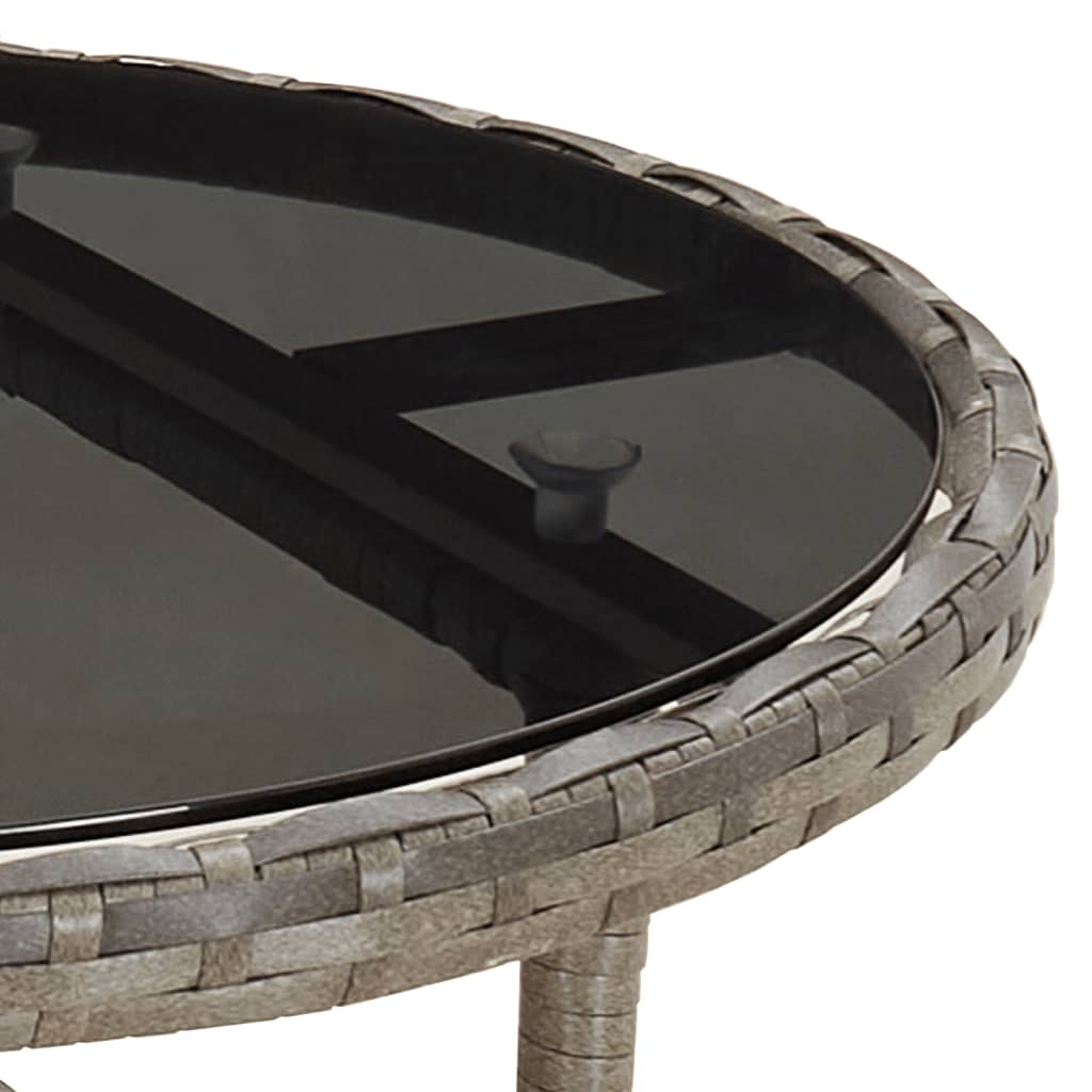 Garden table Ø60x75 cm tempered glass and poly rattan grey
