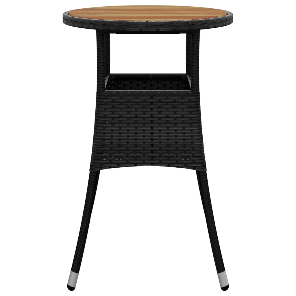 Gartentisch Ø60x75 cm Akazienholz und Poly Rattan Schwarz