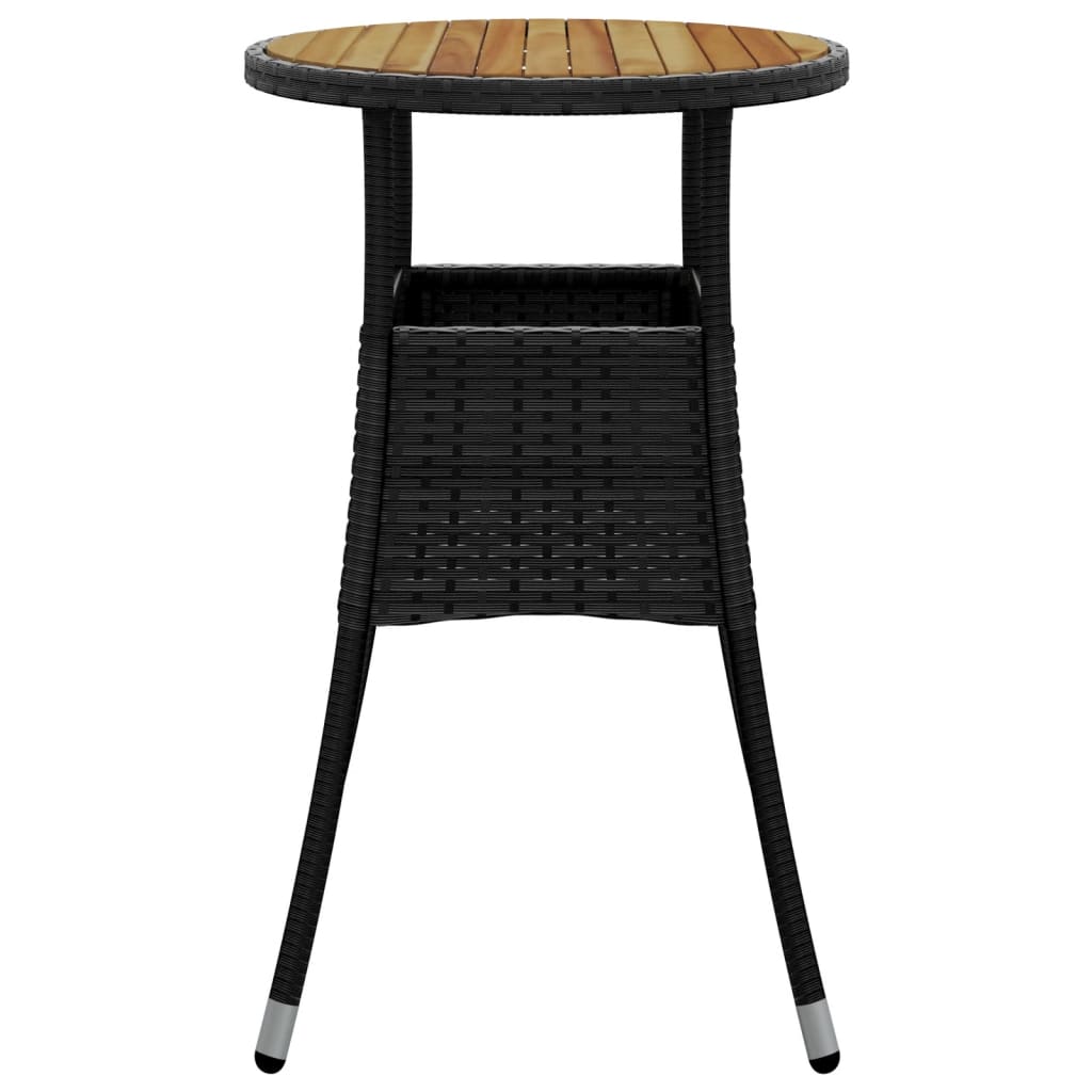 Gartentisch Ø60x75 cm Akazienholz und Poly Rattan Schwarz