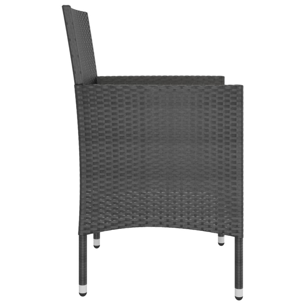 4-piece garden chair and stool set, poly rattan, black