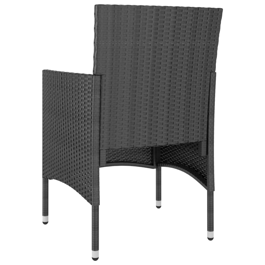 4-piece garden chair and stool set, poly rattan, black