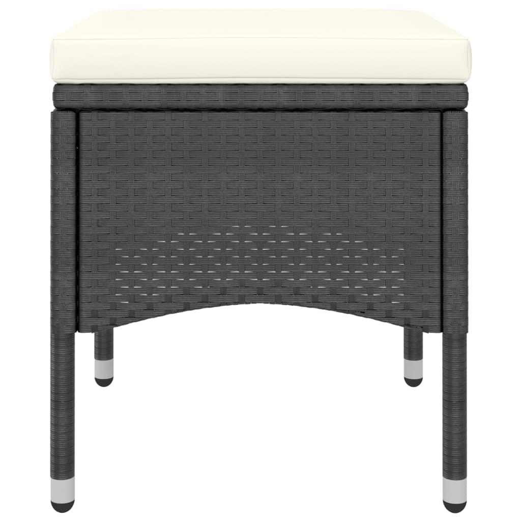 4-piece garden chair and stool set, poly rattan, black