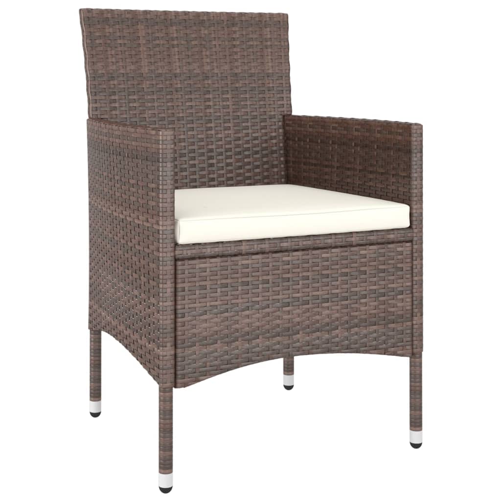 4-piece garden chair and stool set, poly rattan, brown