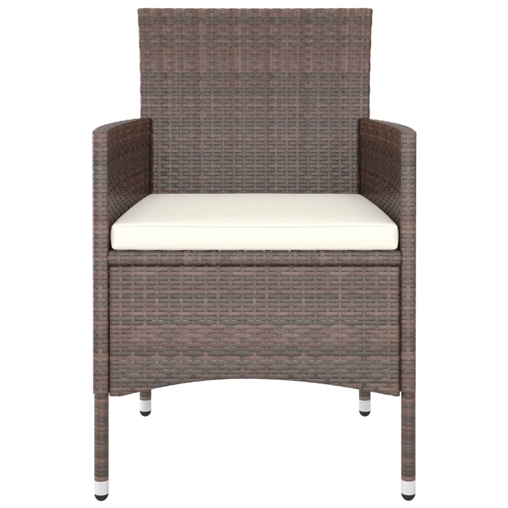 4-piece garden chair and stool set, poly rattan, brown