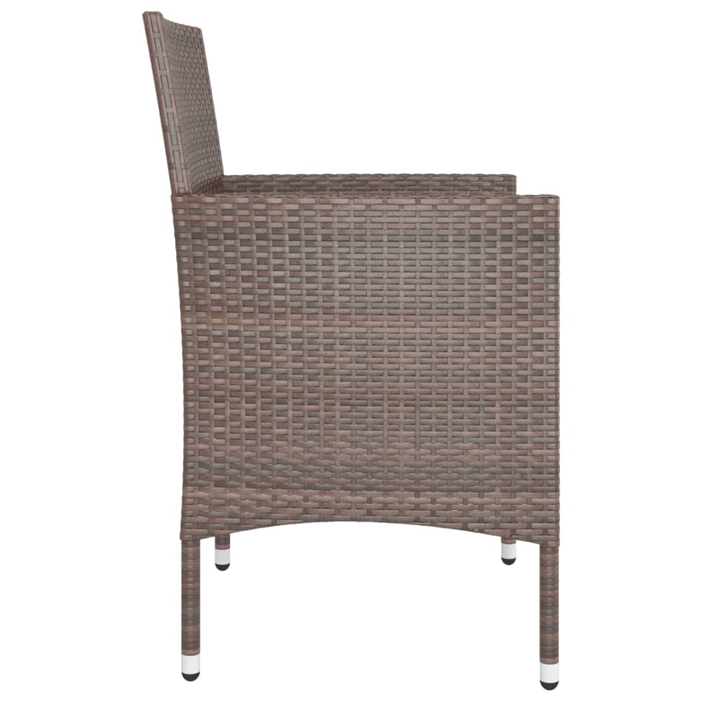 4-piece garden chair and stool set, poly rattan, brown