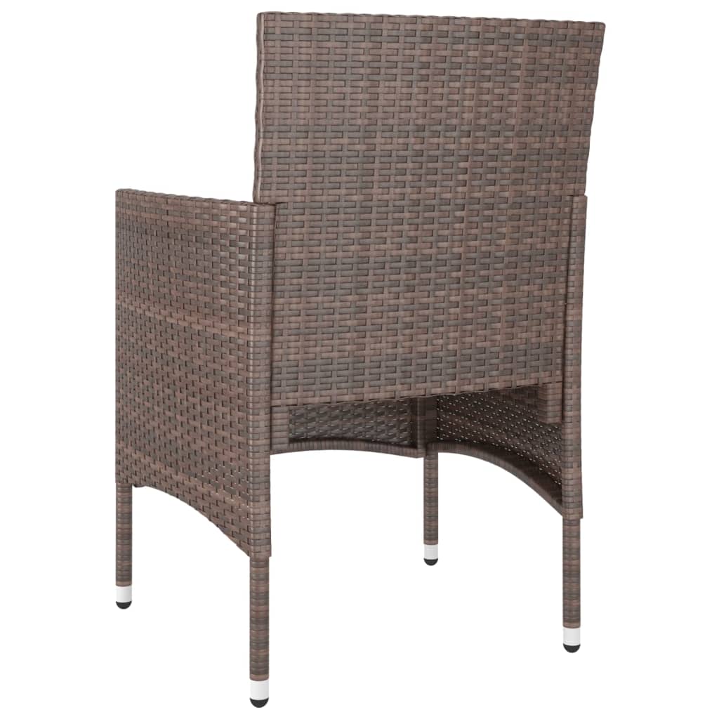 4-piece garden chair and stool set, poly rattan, brown