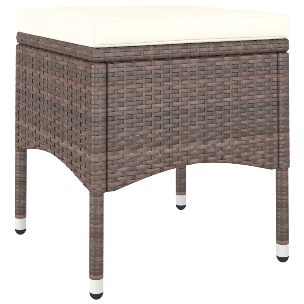 4-piece garden chair and stool set, poly rattan, brown