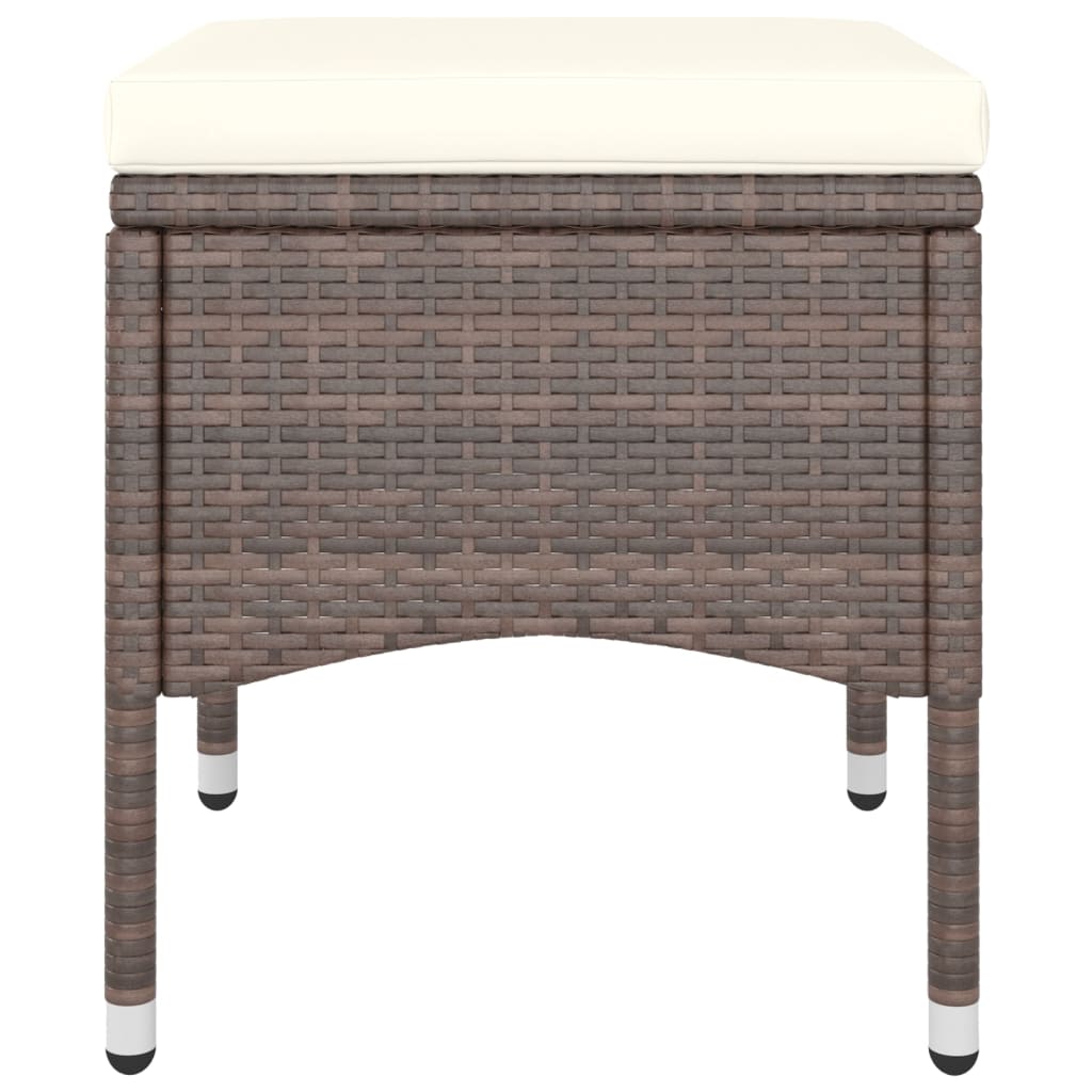 4-piece garden chair and stool set, poly rattan, brown
