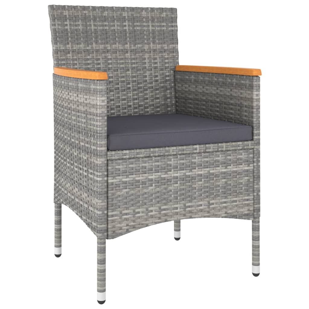 4-piece garden chair and stool set poly rattan grey