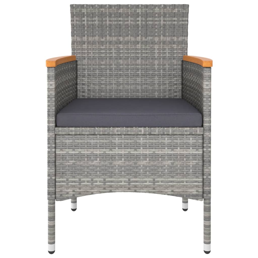 4-piece garden chair and stool set poly rattan grey