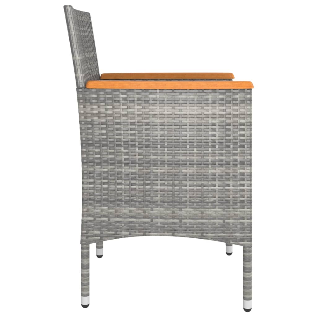4-piece garden chair and stool set poly rattan grey