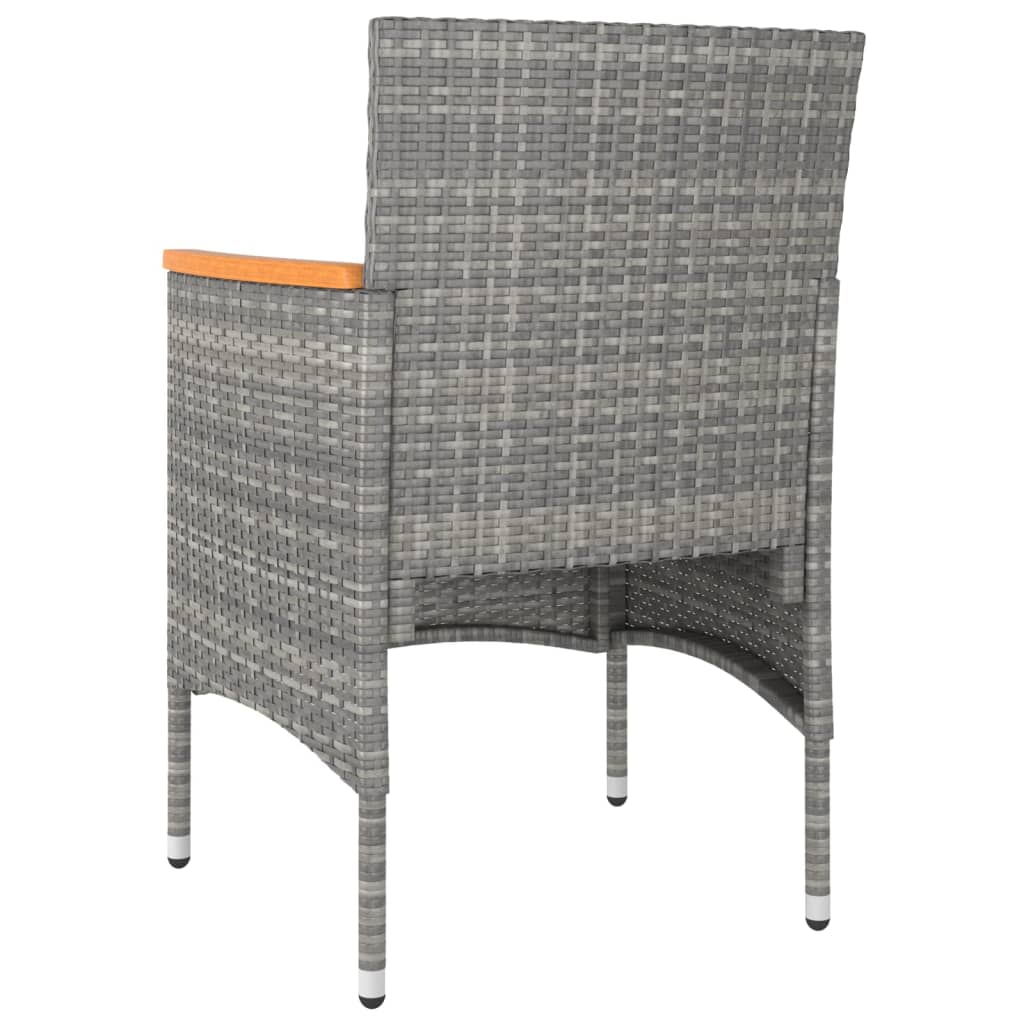 4-piece garden chair and stool set poly rattan grey
