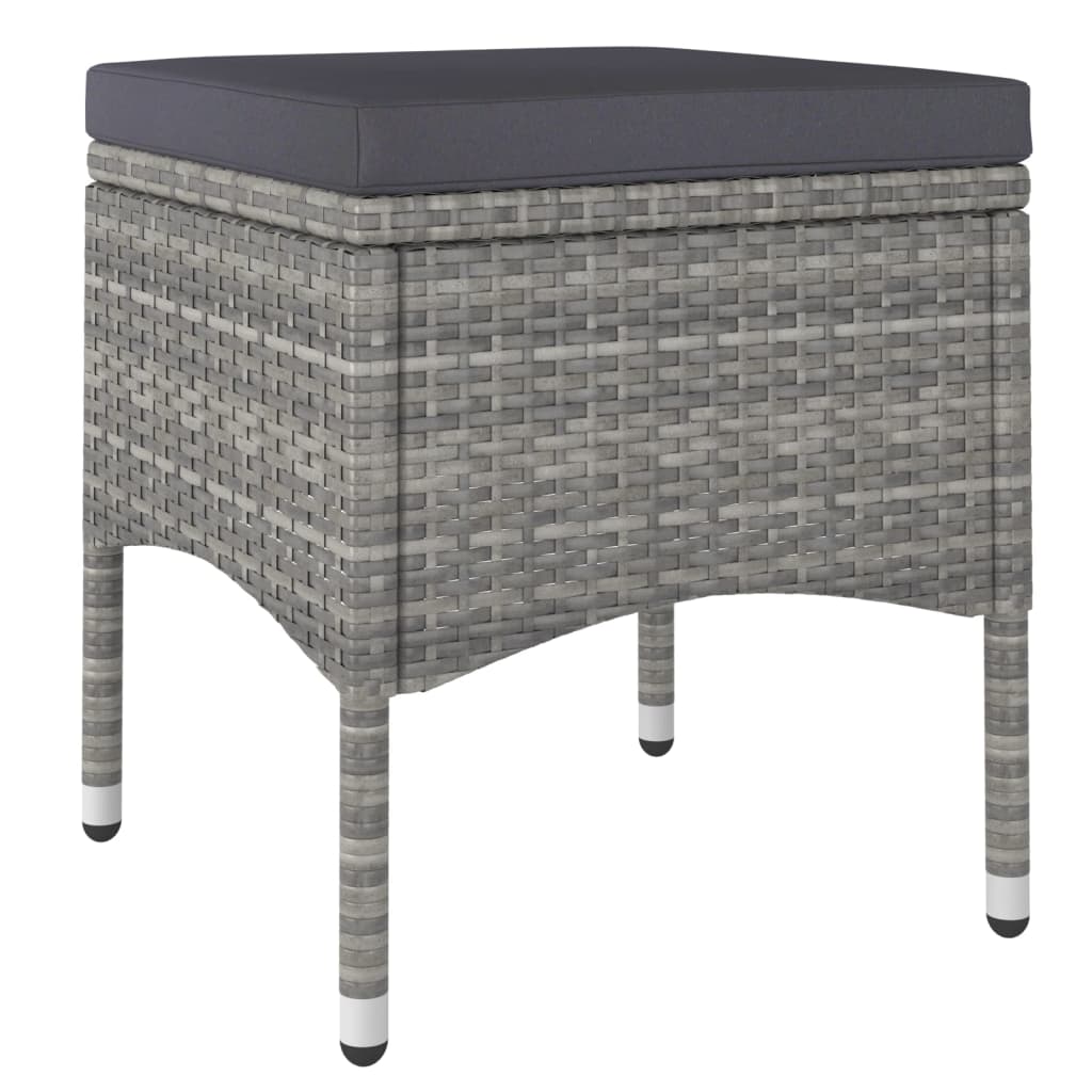 4-piece garden chair and stool set poly rattan grey