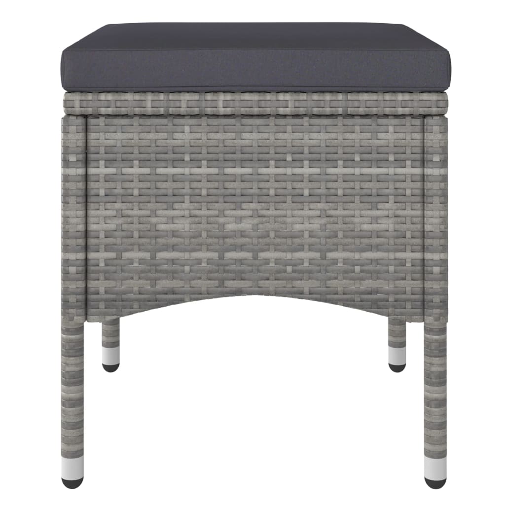 4-piece garden chair and stool set poly rattan grey