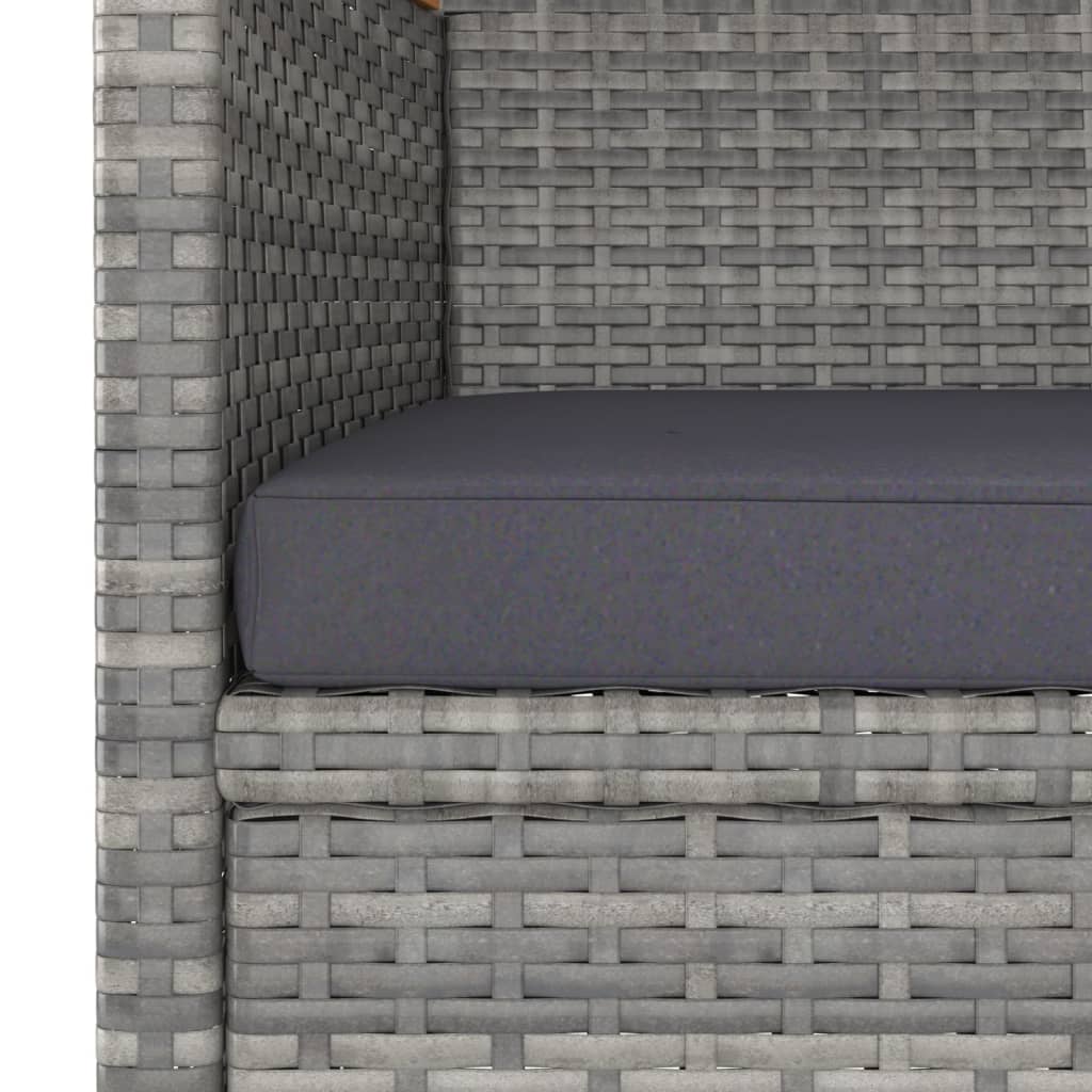 4-piece garden chair and stool set poly rattan grey