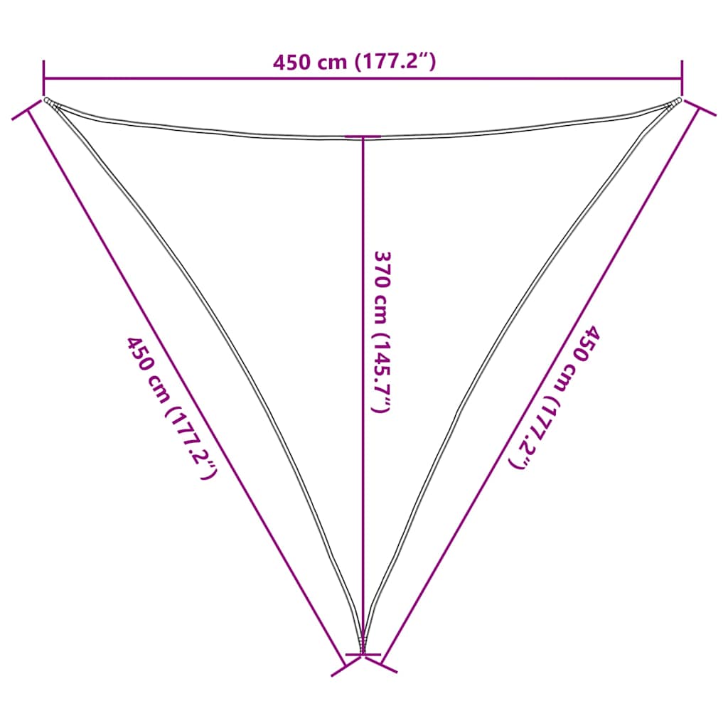 Sonnensegel 160 g/m² Dreieckig Gelb 4,5x4,5x4,5 m HDPE