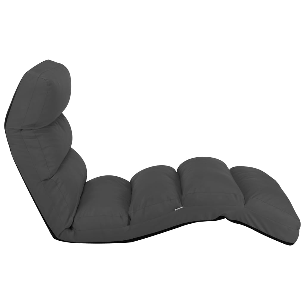 Floor chair foldable anthracite artificial leather