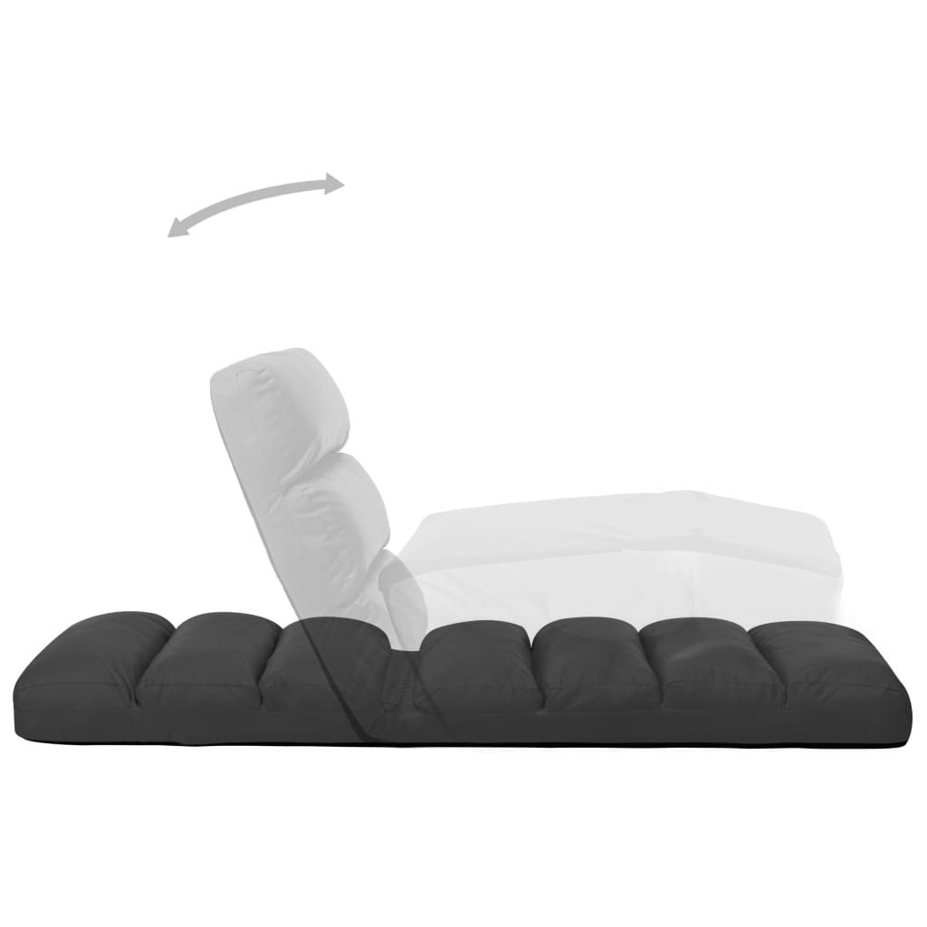 Floor chair foldable anthracite artificial leather