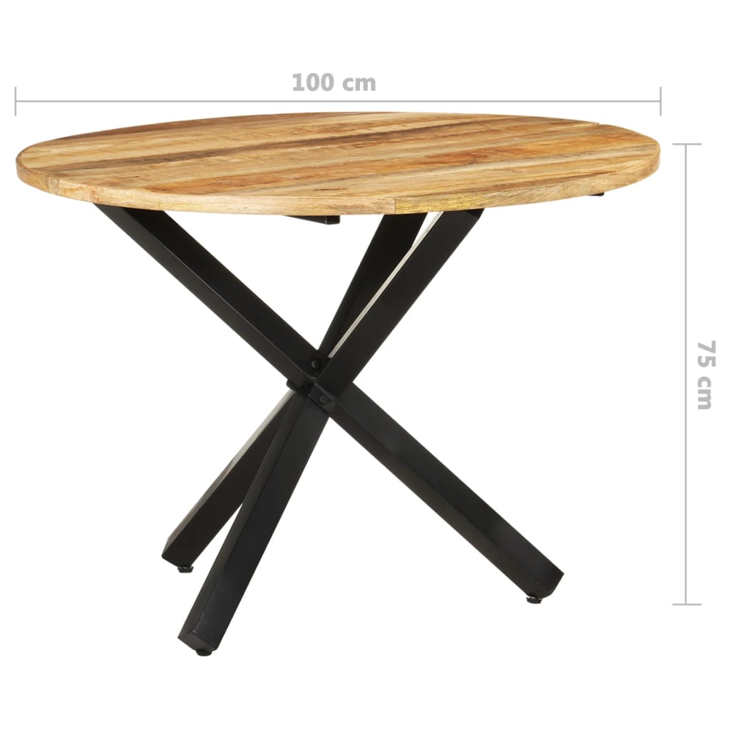 Round dining table 100x100x75 cm rough mango wood