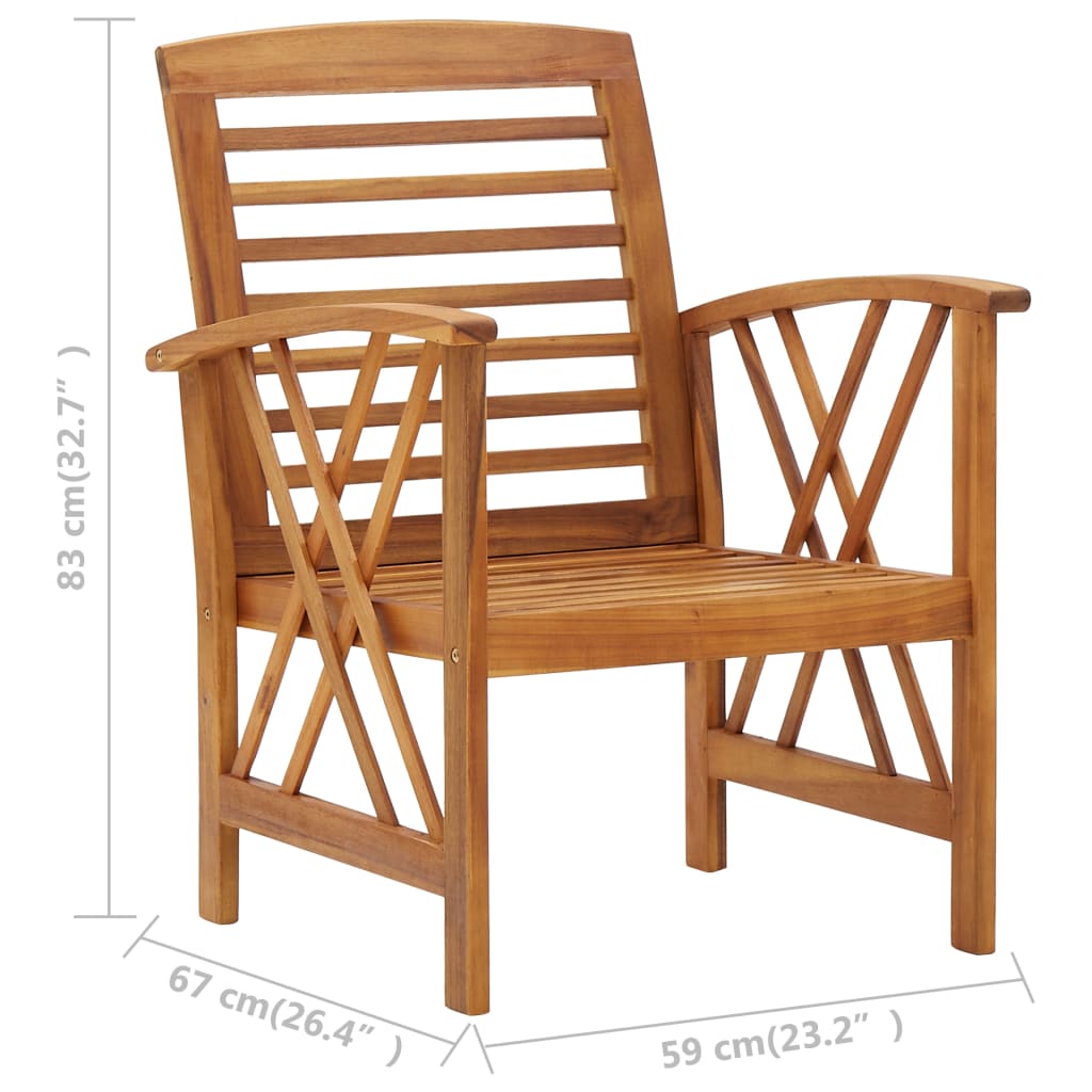 Garden chairs 2 pcs. Solid wood acacia