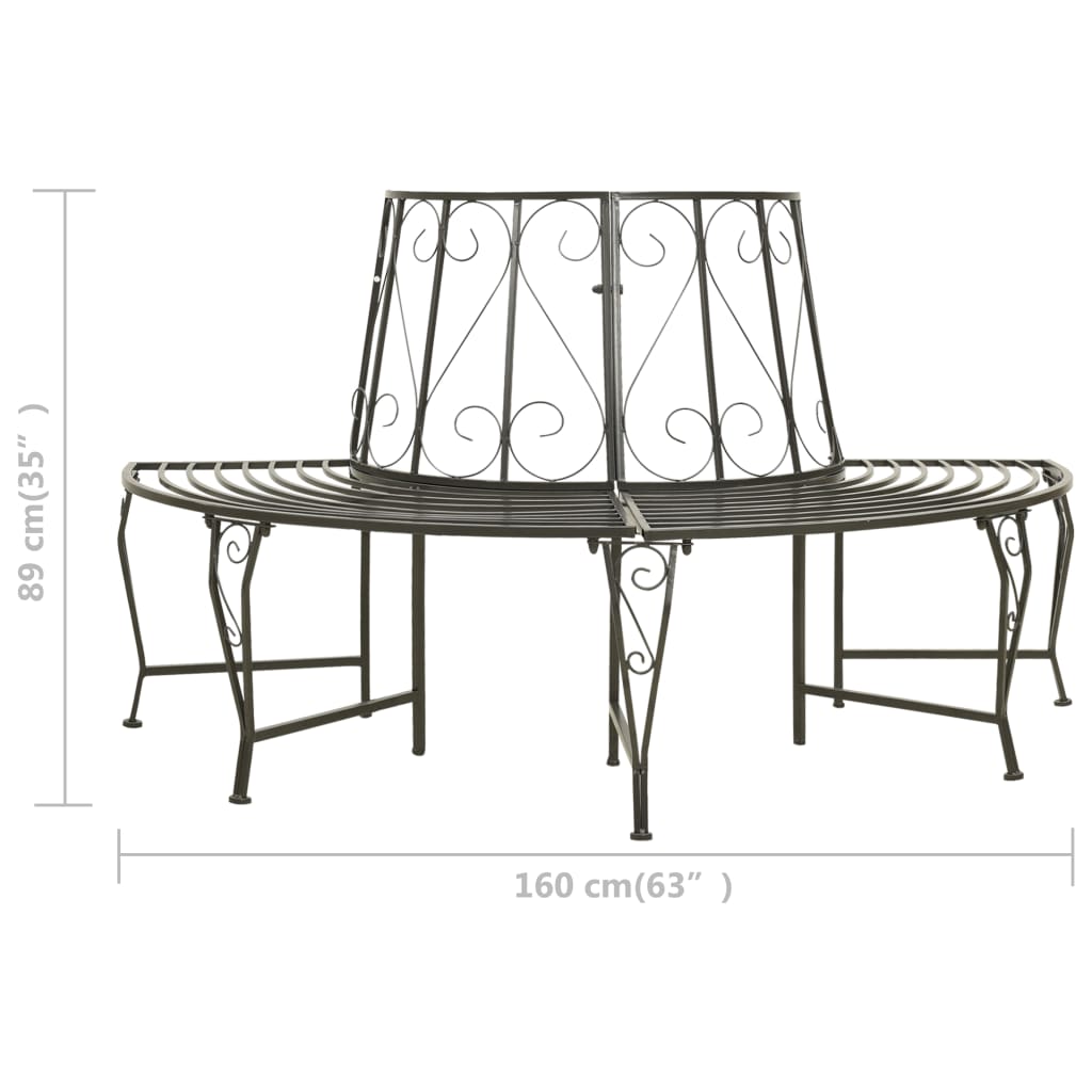 Garten-Baumbank Halbrund 160 cm Stahl