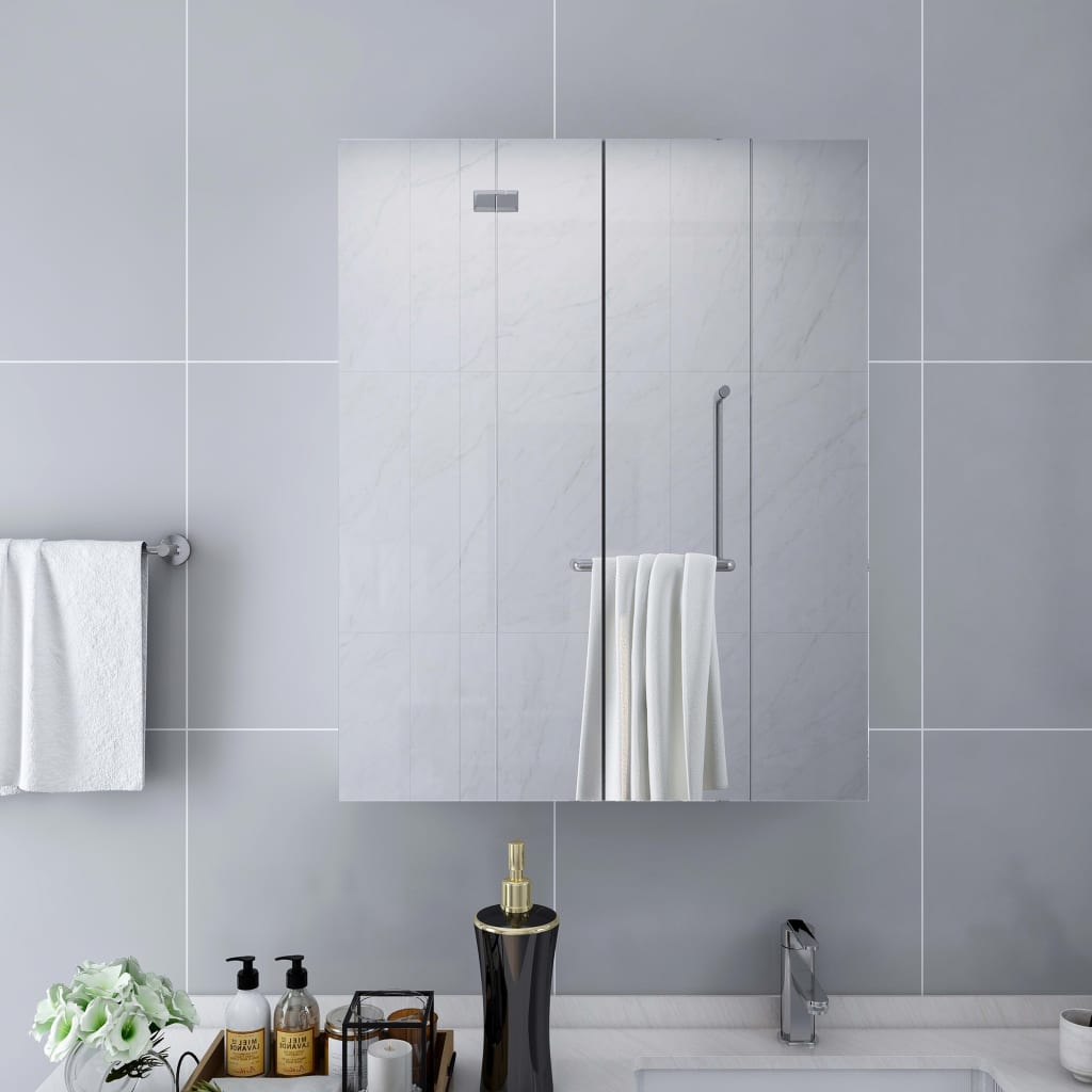 Bathroom mirror cabinet white 60x15x75 cm MDF