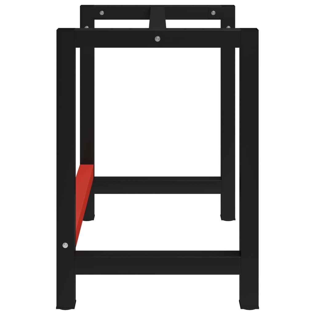 Workbench frame metal 80x57x79 cm black and red