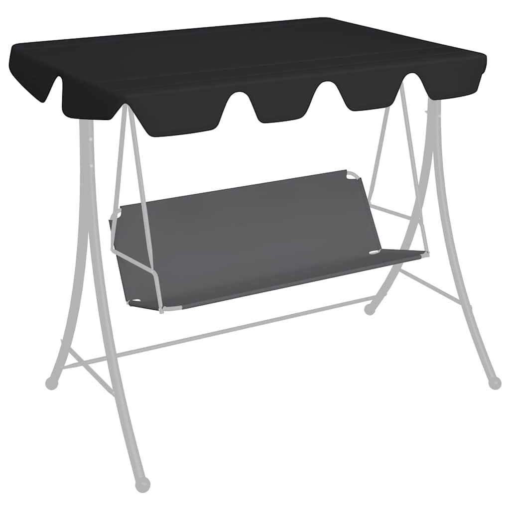 Ersatzdach für Hollywoodschaukel Schwarz 150/130x105/70 cm