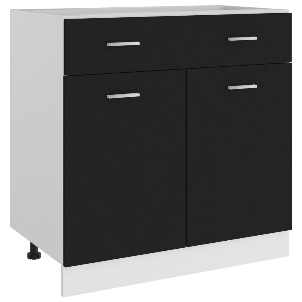 Schubunterschrank Lyon Schwarz 80x46x81,5 cm Holzwerkstoff