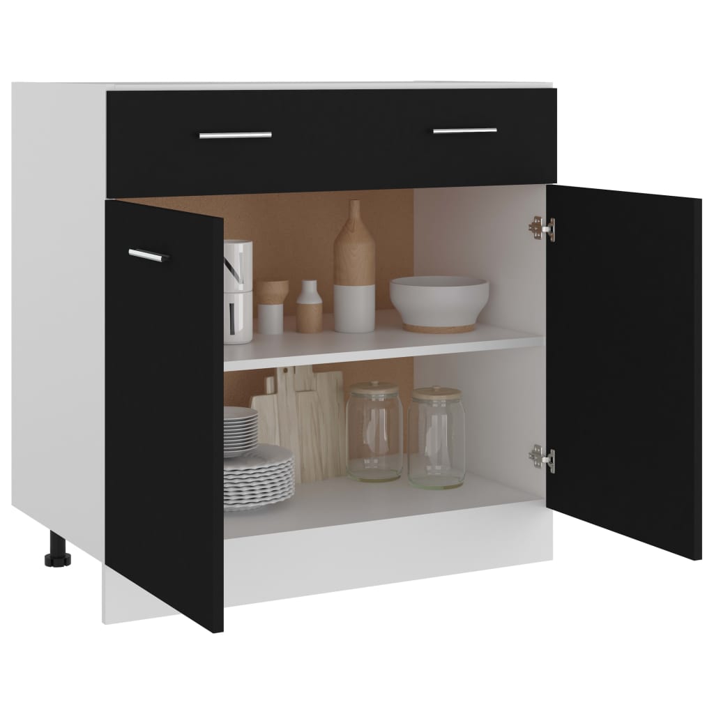 Schubunterschrank Lyon Schwarz 80x46x81,5 cm Holzwerkstoff