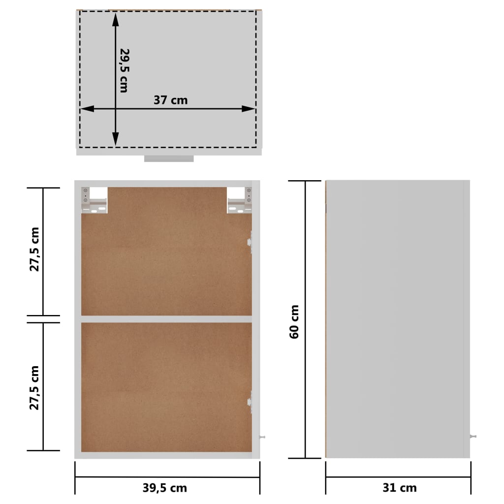 Hängeschrank Lyon Weiß 39,5x31x60 cm Holzwerkstoff