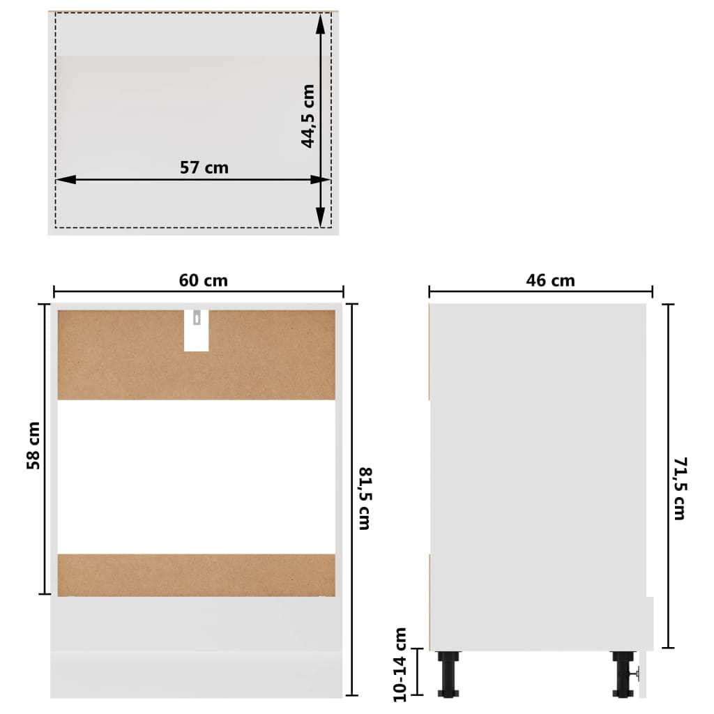 Herdumbauschrank Lyon Weiß 60x46x81,5 cm Holzwerkstoff