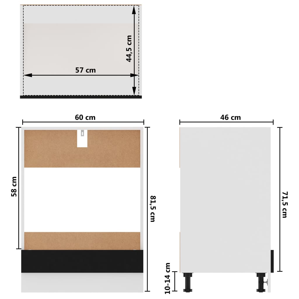 Built-in kitchen unit Lyon Black 60x46x81.5 cm wood-based material